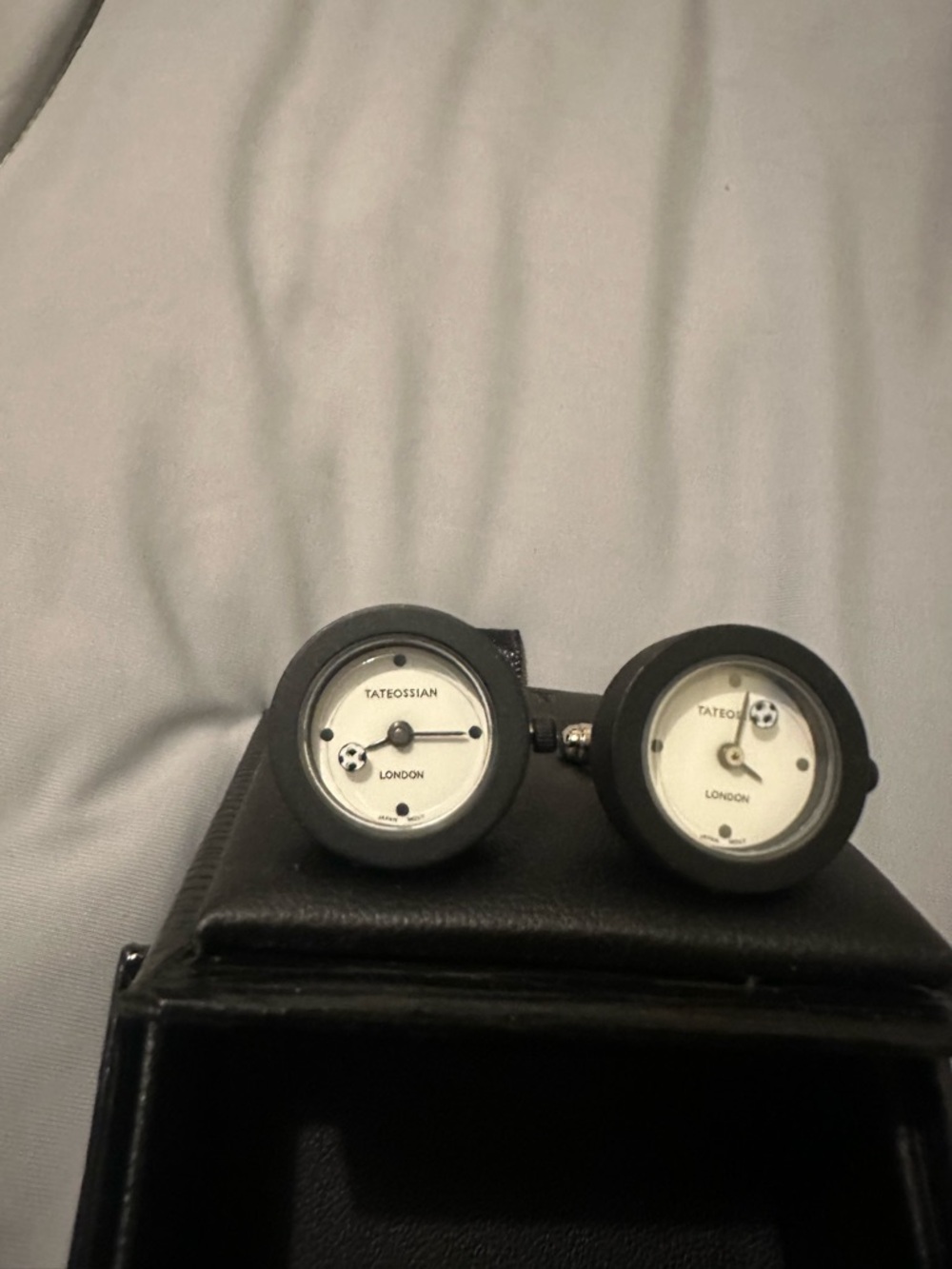Tateossian Black and White Round Soccer Watch Dial Cufflinks